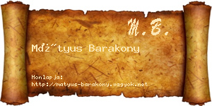 Mátyus Barakony névjegykártya
